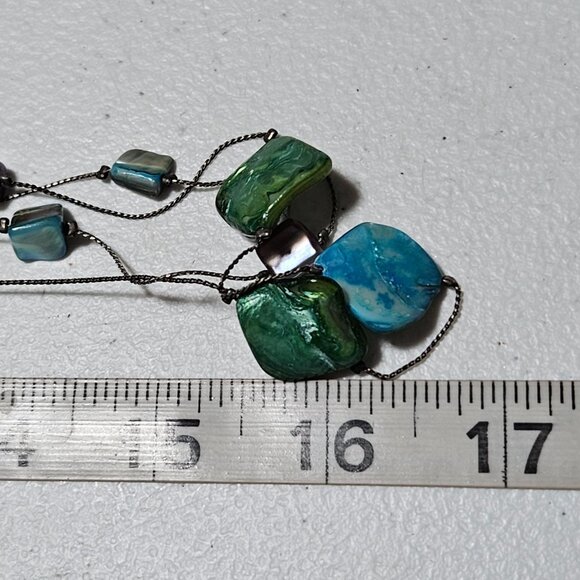 Minicci Multicolor Shell Metal Necklace Chunky Beads Mother of Pearl Jewelry - Picture 7 of 7